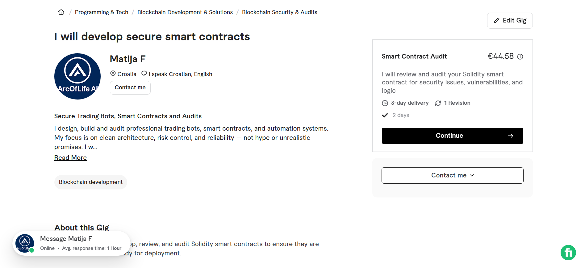 Fiverr Smart Contract Gig